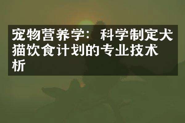 宠物营养学:科学制定犬猫饮食计划的专业技术分析