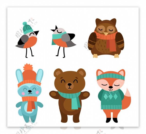 6款可爱冬装动物