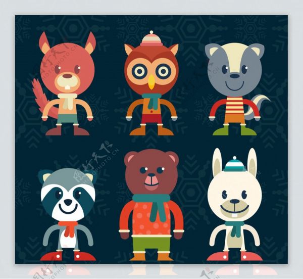 6款可爱冬装动物