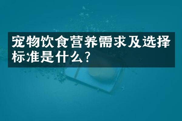 宠物饮食营养需求及选择标准是什么?