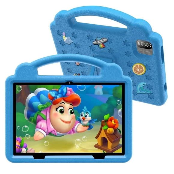 XCLOUD 10" Kids Tablet Android 14, 3+3 RAM 64GB ROM, Google Certified, with Parental Controls, Kids Software Pre-Installed, WiFi, Shockproof Case, Gift for kids Ages 3+, Blue