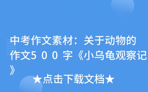 中考作文素材：关于动物的作文500字《小乌龟观察记》
