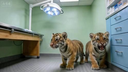 小老虎第一次打疫苗，吓得大气都不敢出，虎：完，威严尽失！