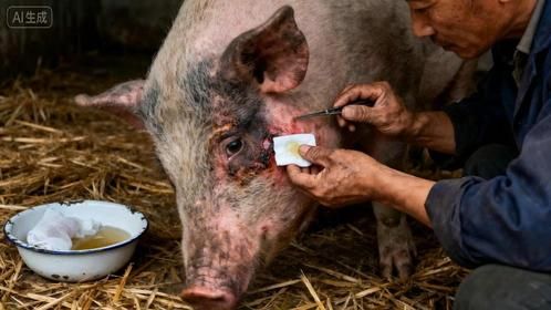 谁懂这又心疼又敬佩！焦皮脱落仍拼命进食，“猪坚强” 改写命运