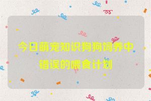 今日萌宠知识狗狗饲养中错误的喂食计划