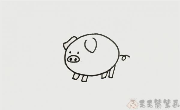 一只小猪就画好了更多小猪简笔画小动物简笔可前往动物简笔画栏目