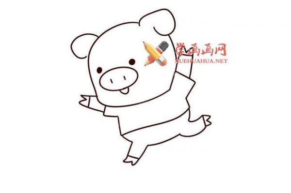 可爱的卡通小猪的简笔画画法教程彩色卡通动物简笔画简笔画