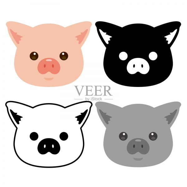 猪脸图标集插画图片素材