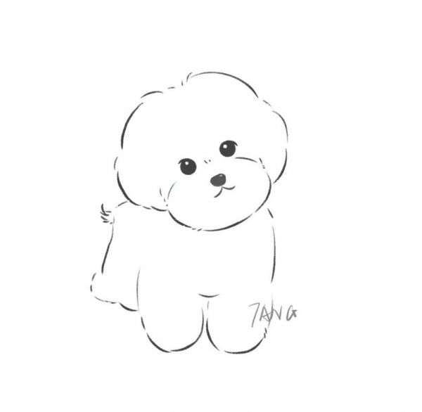 手绘一只小比熊刷到一只超呆萌的然后就画了下来