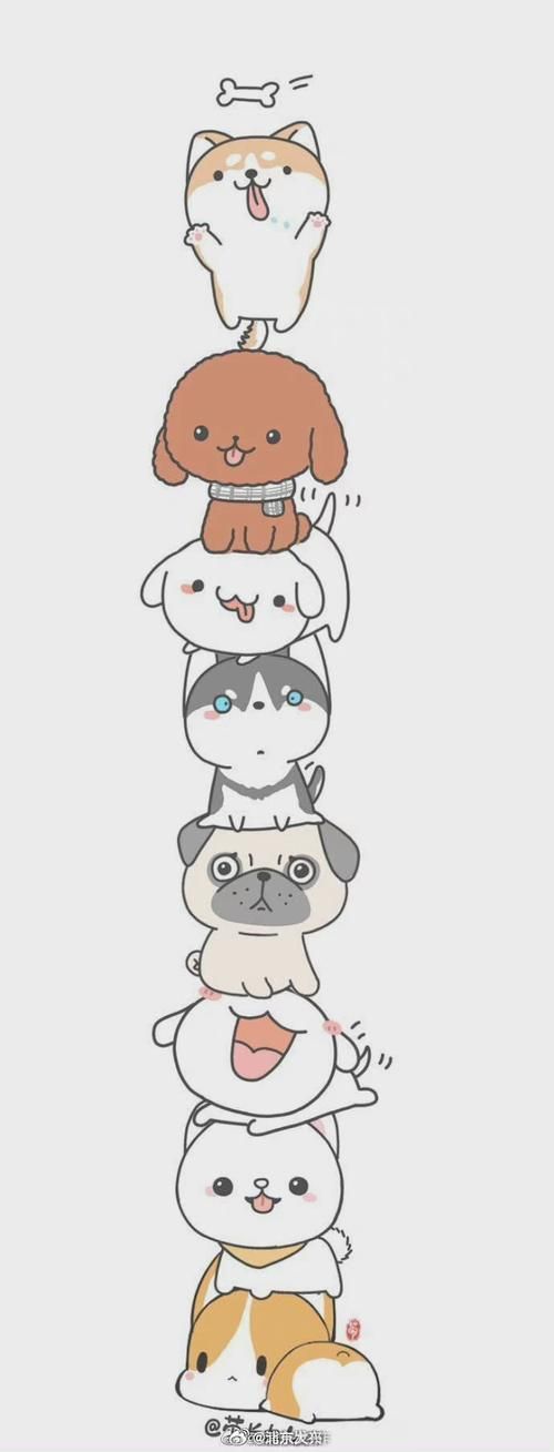 可爱的狗狗简笔画送给萌系的你一起来动手画一画吧