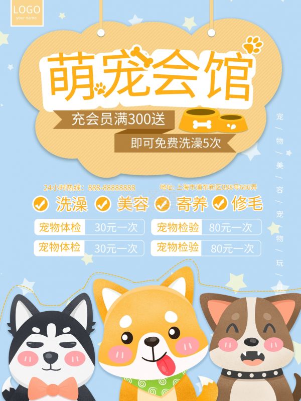 宠物会员充值猫狗促销海报