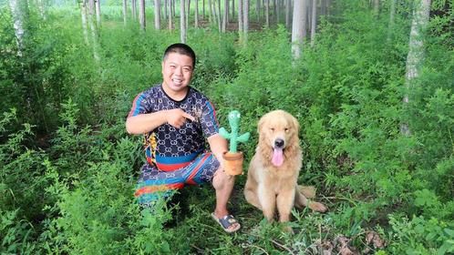 有东西学金毛说话，吓得它以为见鬼叫来小虎，谁知只是个玩具而已