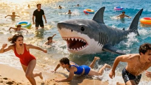 男子海边假扮鲨鱼，周边游客差点被吓晕，镜头记录全过程！