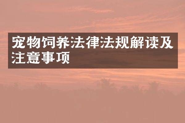 宠物饲养法律法规解读及注意事项