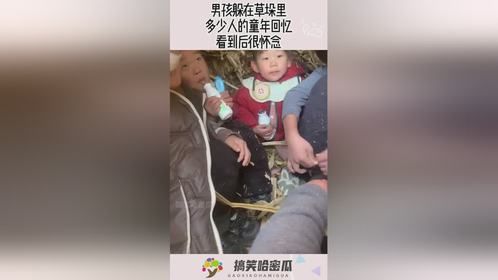 男孩躲在草垛里，多少人的童年回忆，看到后很怀念！