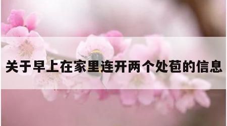 关于早上在家里连开两个处苞的信息