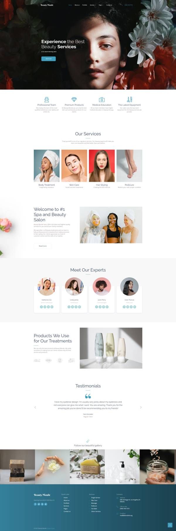 美容机构网站模板，精美的美容护肤网站设计