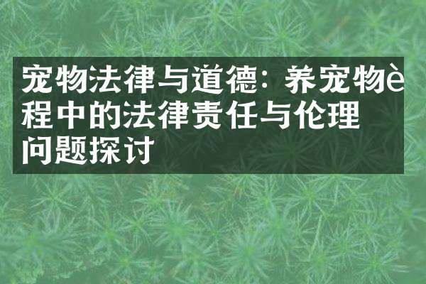 宠物法律与道德: 养宠物过程中的法律责任与问题探讨