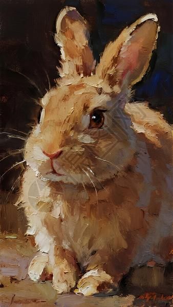 中央坐立浅棕色兔子高清图片