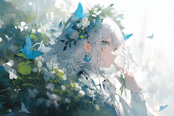 白发蓝眸的女子高清图片