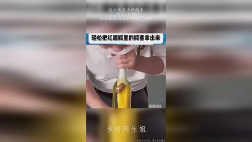 这才是真正的高手，仅用2秒钟，轻松把红酒瓶的瓶塞拿出来