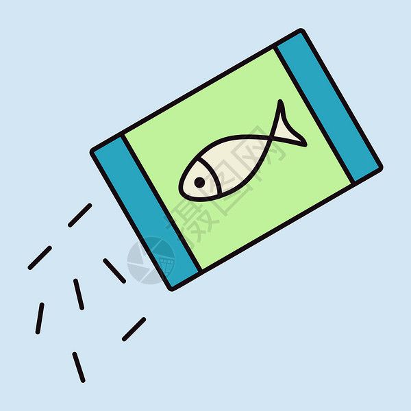 宠物鱼饲料矢量孤立图标.宠物动物标志高清图片