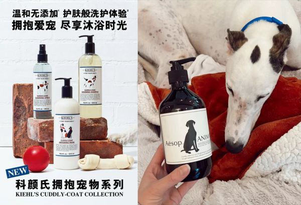 科颜氏拥抱宠物系列沐浴露（左）；Aesop宠物清洁露（右）