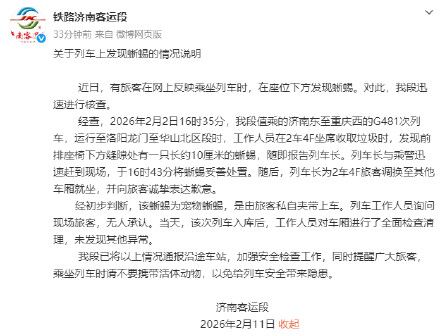 官方通报列车座椅钻出活蜥蜴