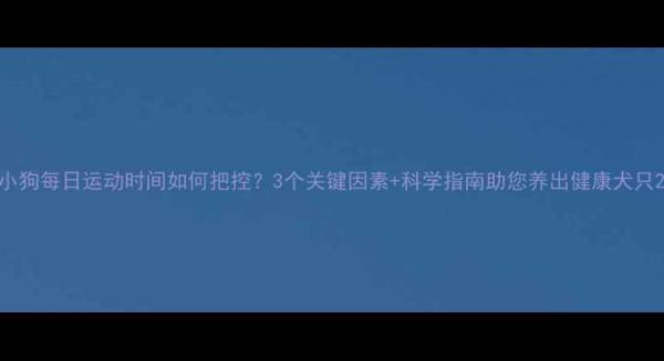 图片 小狗每日运动时间如何把控？3个关键因素+科学指南助您养出健康犬只2