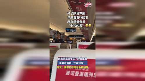 网友回家过年买了静音车厢，乘务员都是“手动闭麦”，网友：乘客打呼噜也会被叫醒