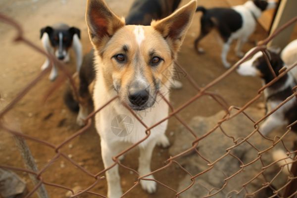 乡村田园犬小狗狗笼子高清图片