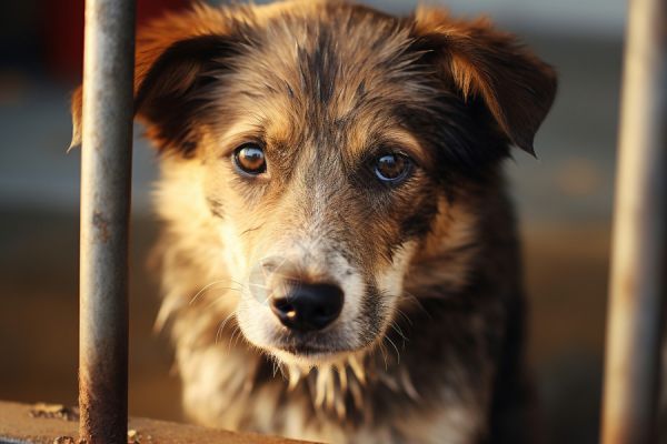 笼子里的狗动物狗笼子高清图片