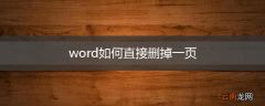 word如何直接删掉一页