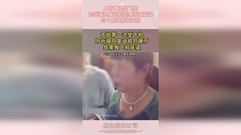 大妈首次坐飞机，为祈福向发动机扔硬币致延误，罚十万块就长记性
