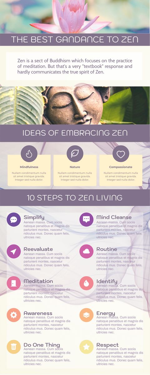 Infographic template: 10 Steps To Zen (Created by InfoART's Infographic marker)