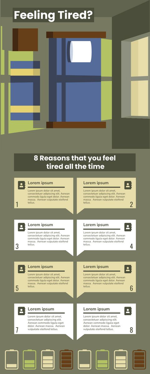 Infographic template: 8 Reasons Of Feeling Tired Infographic (Created by InfoART's Infographic marker)