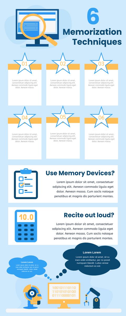Infographic template: 6 Memorization Techniques Infographic (Created by InfoART's Infographic marker)