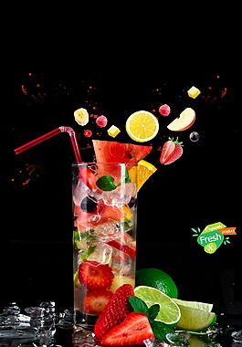 夏季鲜榨果汁打杂烩背景素材