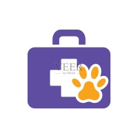 宠物急救箱矢量图标。诊所框标志图片