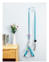 宠物牵引绳时尚炫彩带绒球遛狗绳猫胸背带溜猫绳厂家批发猫牵引绳