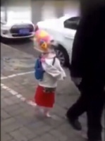 宠物狗一身女装街头直立行走视频网上蹿红