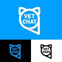 宠物聊天会徽。白色线形标志，像一个带有猫耳朵的语音泡泡。图片