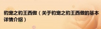 豹宠之豹王西傲（关于豹宠之豹王西傲的基本详情介绍）