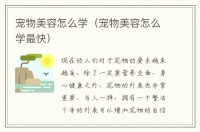 宠物美容怎么学（宠物美容怎么学最快）