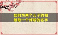 如何为两个儿子的相册取一个好听的名字