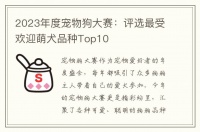 2023年度宠物狗大赛：评选最受欢迎萌犬品种Top10