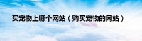 买宠物上哪个网站（购买宠物的网站）