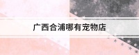 广西合浦哪有宠物店