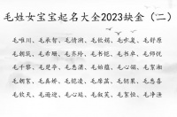 毛宝宝起名大全 带毛字的小名男孩名字