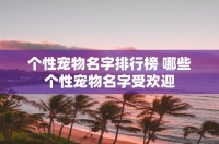 个性宠物名字排行榜 哪些个性宠物名字受欢迎